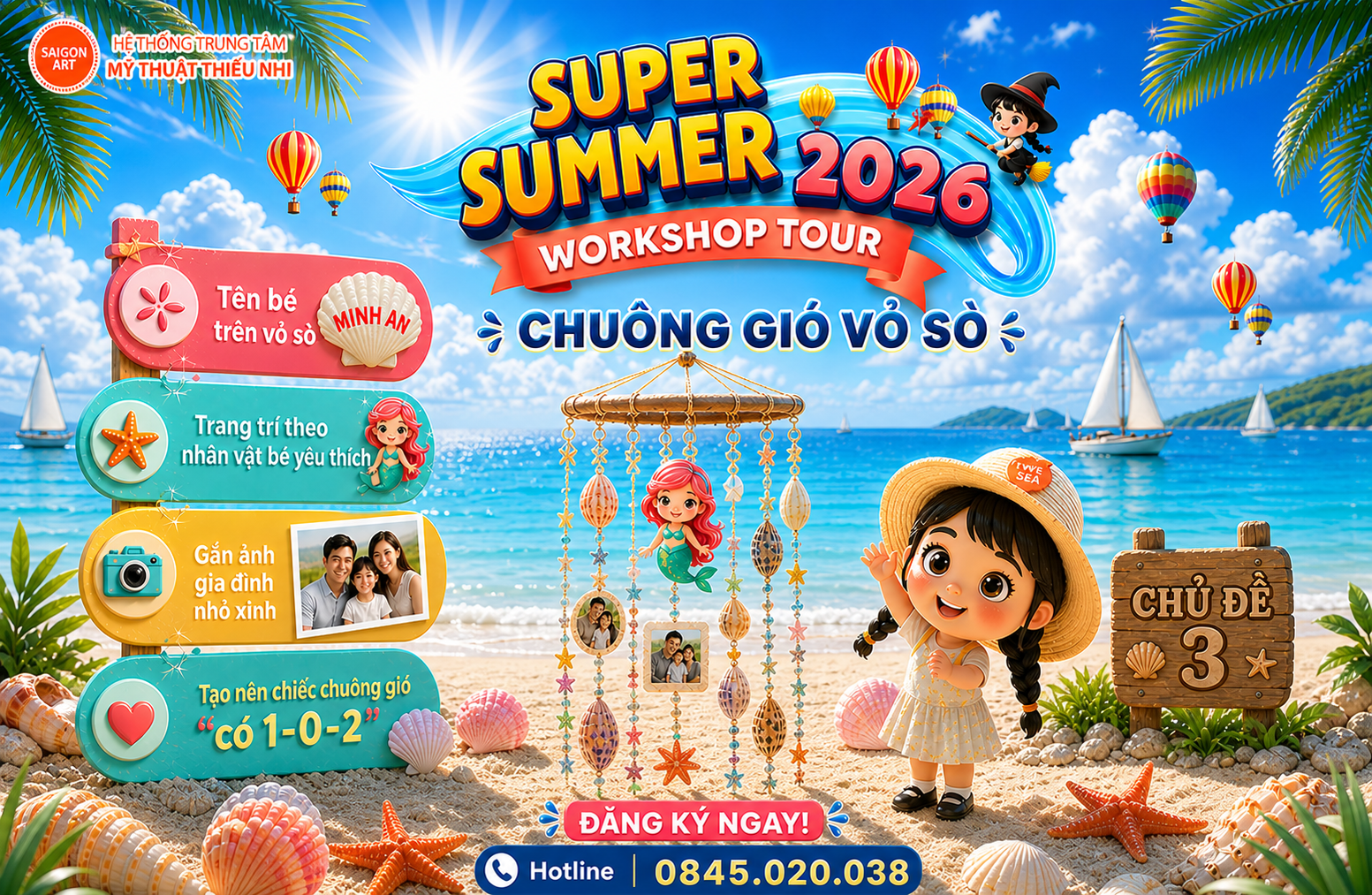 workshop chuông gió vỏ sò