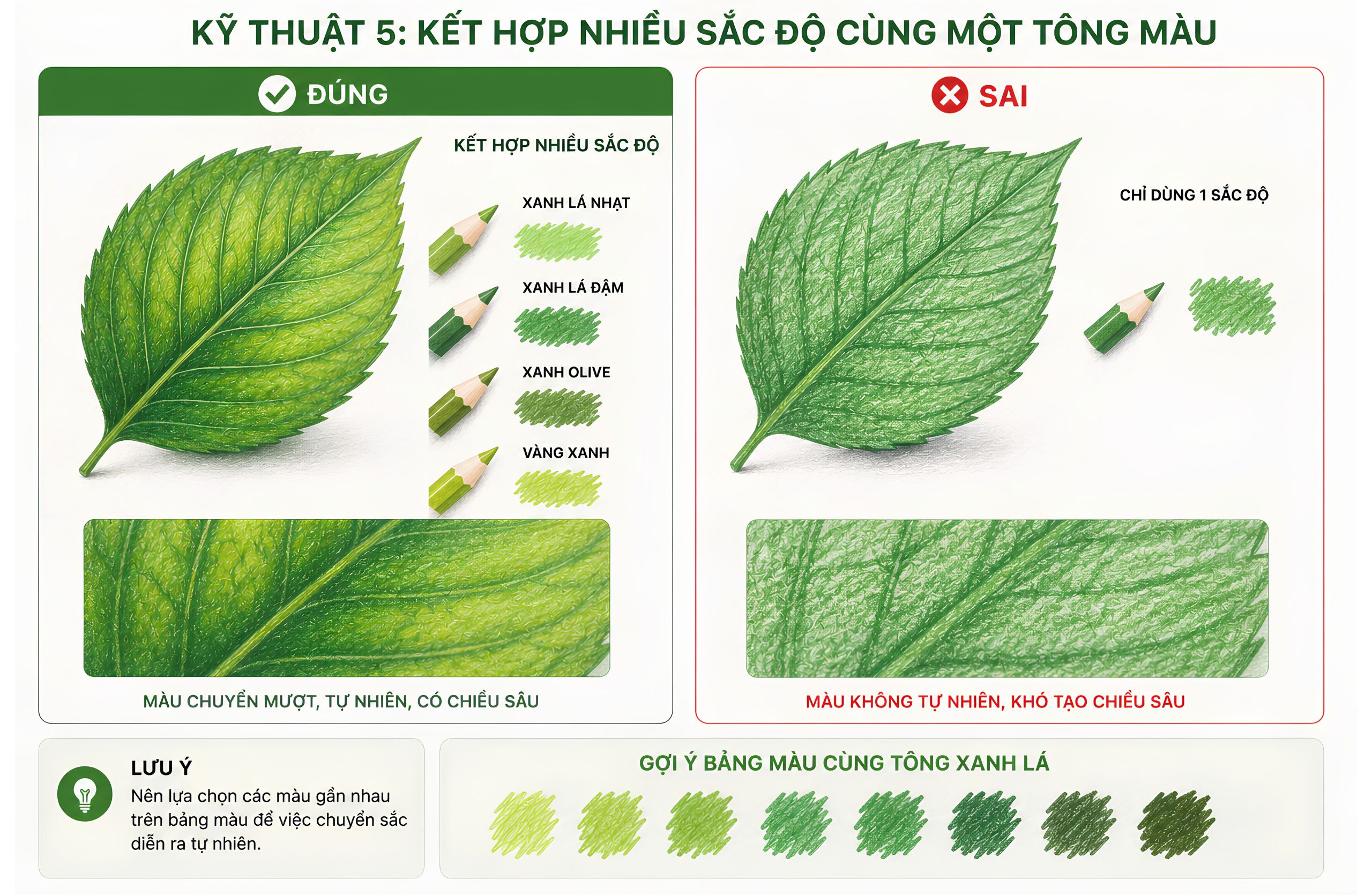 7 Kỹ Thuật Đánh Bóng Chì Màu Giúp Bài Vẽ Mịn Và Có Chiều Sâu - kết hợp nhiều sắc độ cùng tone màu
