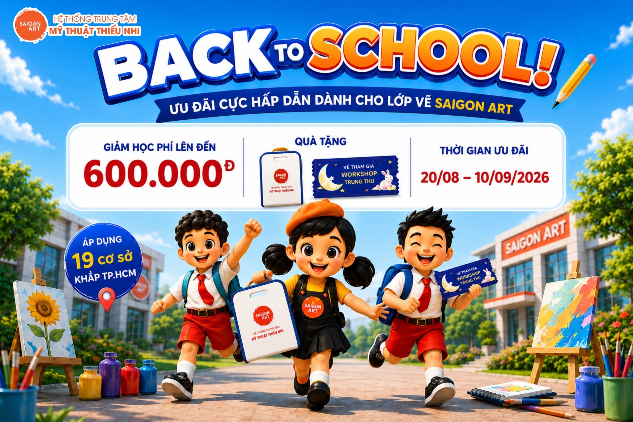 Back To School Cùng SaiGon Art: Lớp Vẽ Cho Bé Và Ưu Đãi Mùa Tựu Trường